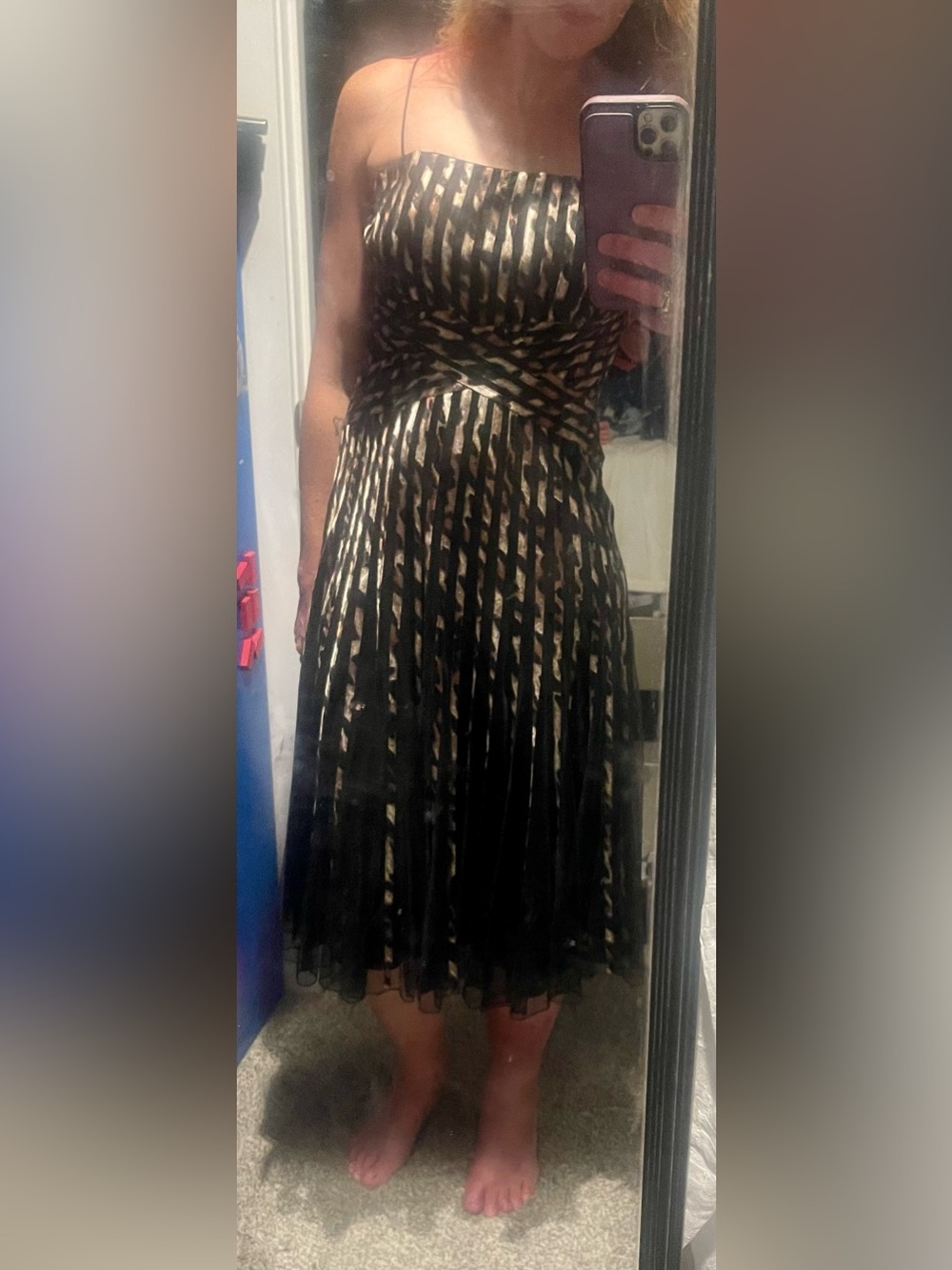 JS Collections Strapless Black and Bronze Evening Dress - Picture 3 of 5